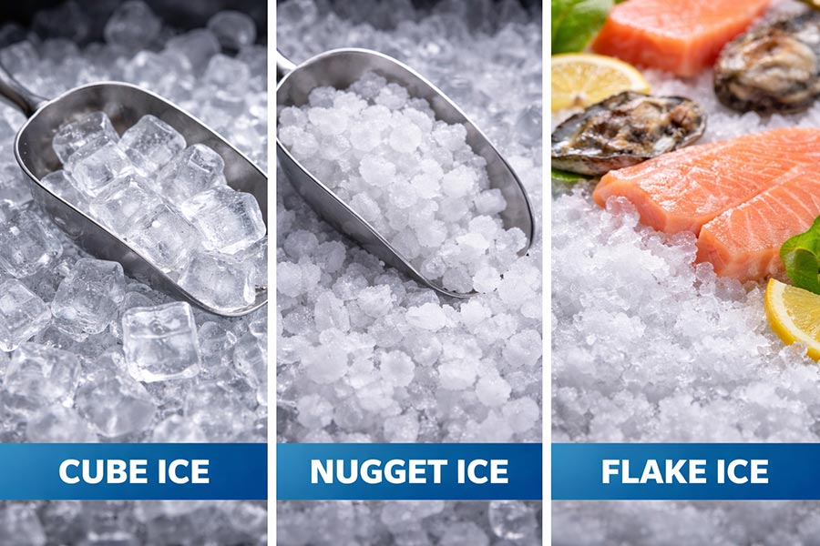 Comparison between Cube, Nugget and Flake Ice